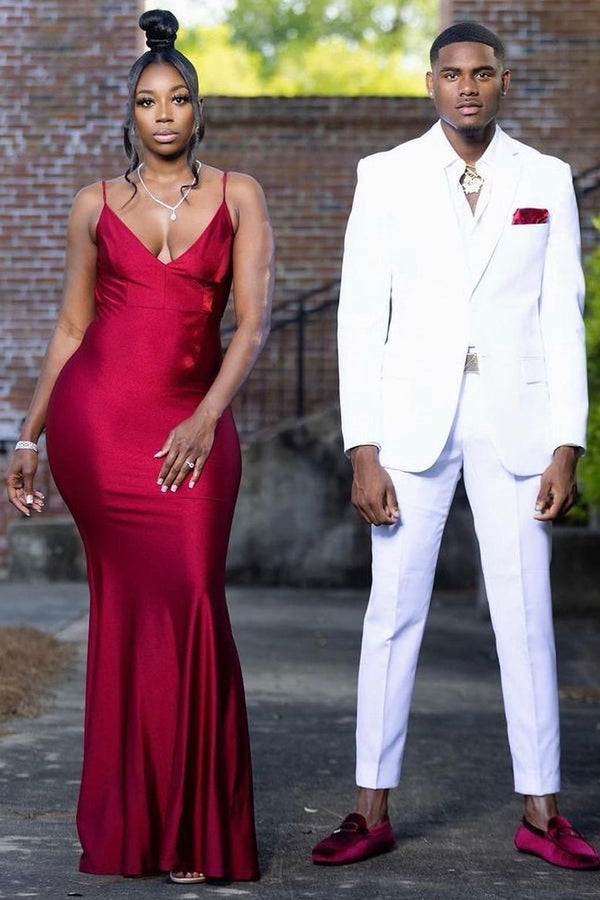 Sexy Red Spaghetti Straps Sheath Simple Evening Dress